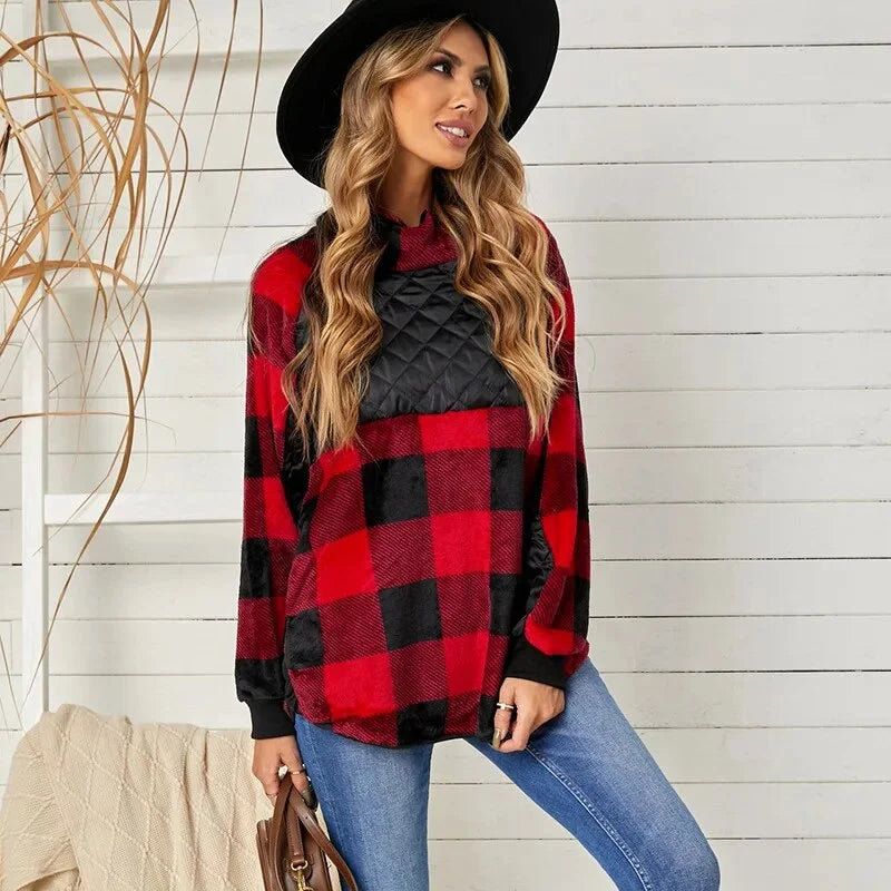 Long Sleeve Trendy Plaid Sweater