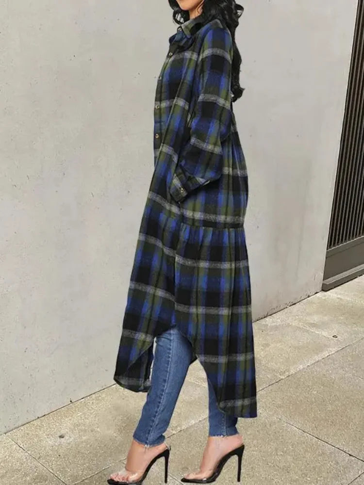 Longline Freestyle Plaid Shirt