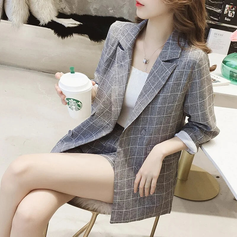 Oversized Business Casual Plaid Suit