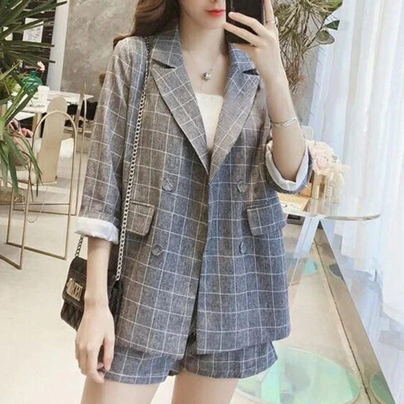 Oversized Business Casual Plaid Suit