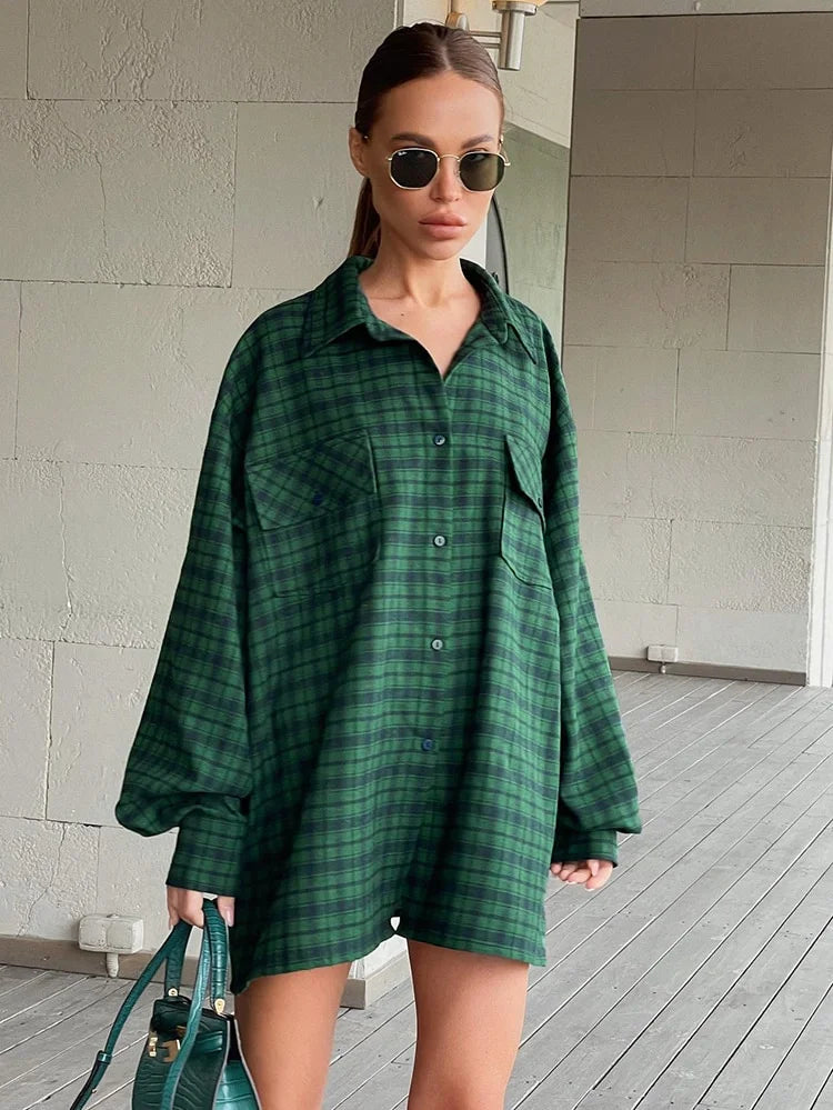 Oversized Streetwear Plaid Shirts Jacket