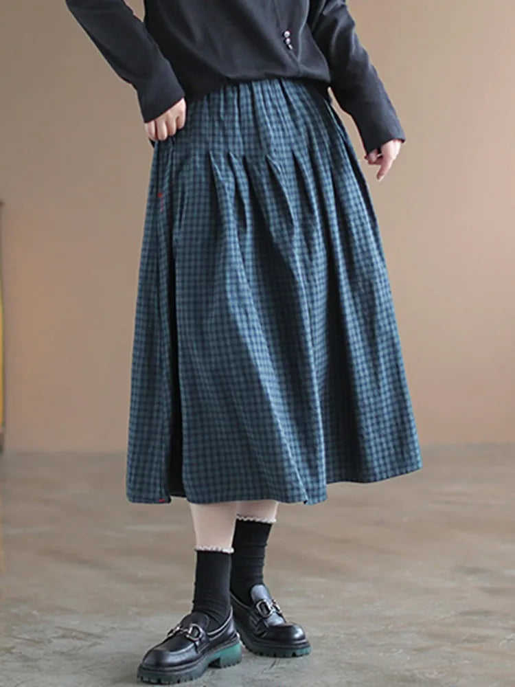 Plaid Casual Free-sould Skirt