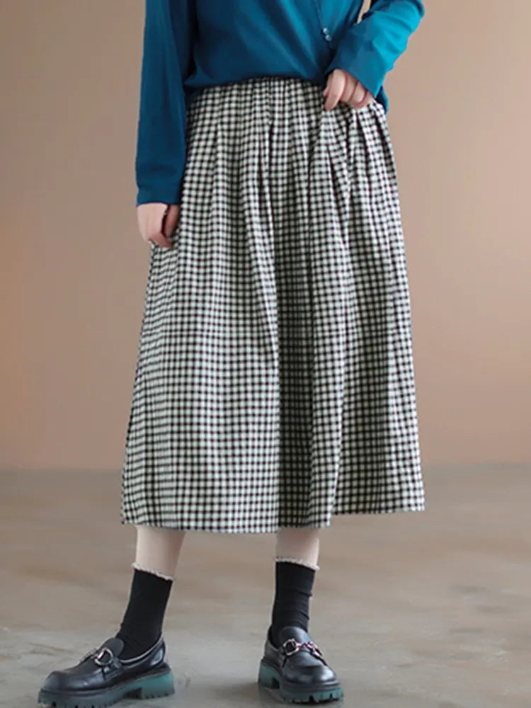 Plaid Casual Free-sould Skirt