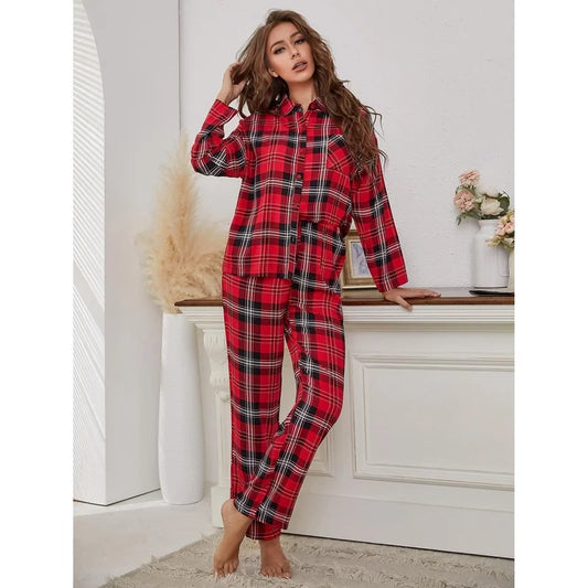 Red Cotton Plaid Pyjama