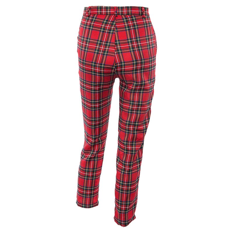 Red Cropped Plaid Pants