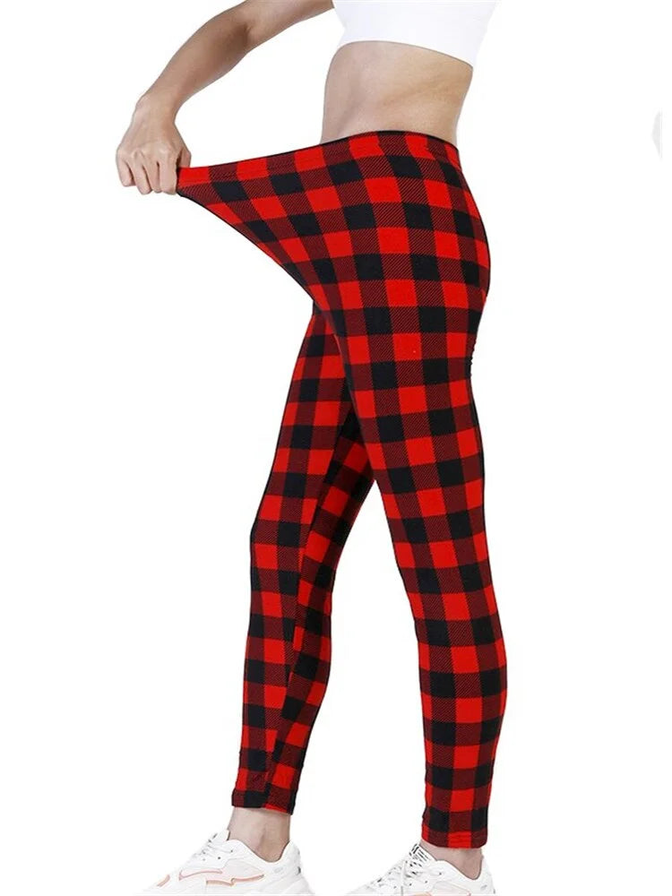 Red Plaid Sport Leggings