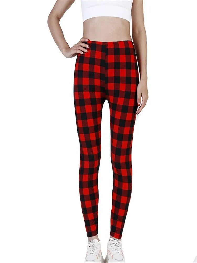 Red Plaid Sport Leggings