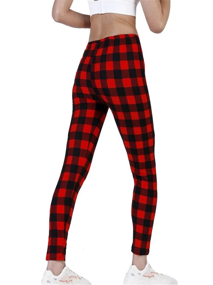 Red Plaid Sport Leggings