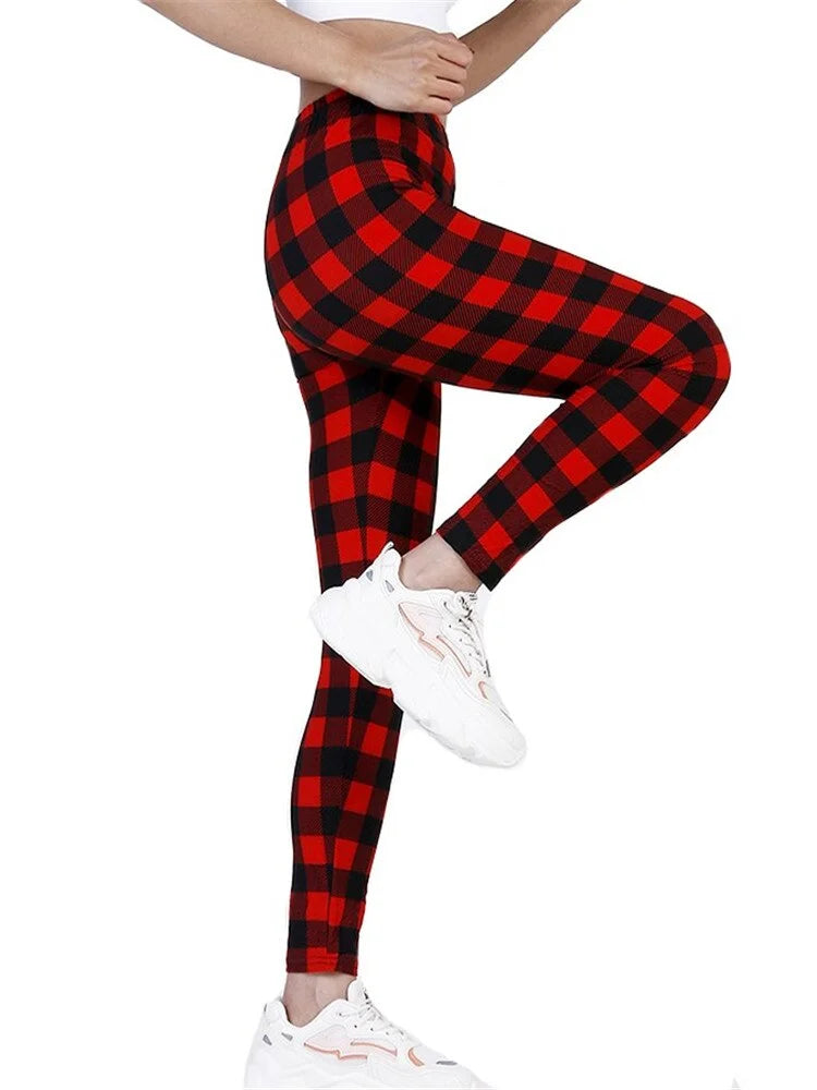 Red Plaid Sport Leggings