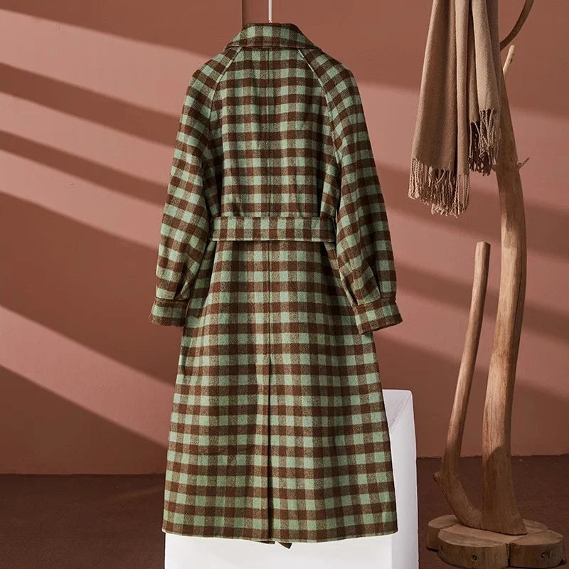 Retro Cosy Cashmere Plaid Coat