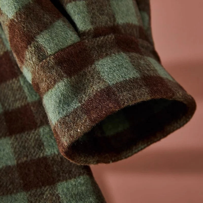 Retro Cosy Cashmere Plaid Coat