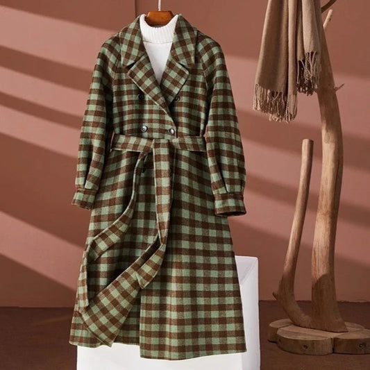 Retro Cosy Cashmere Plaid Coat