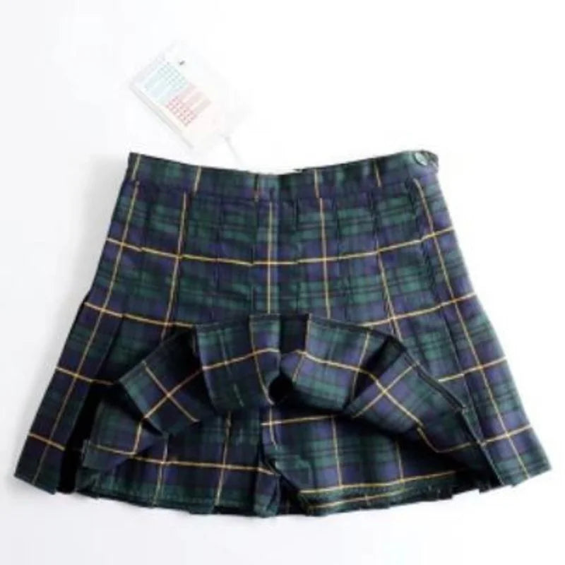 School-Style Plaid Mini Skirt