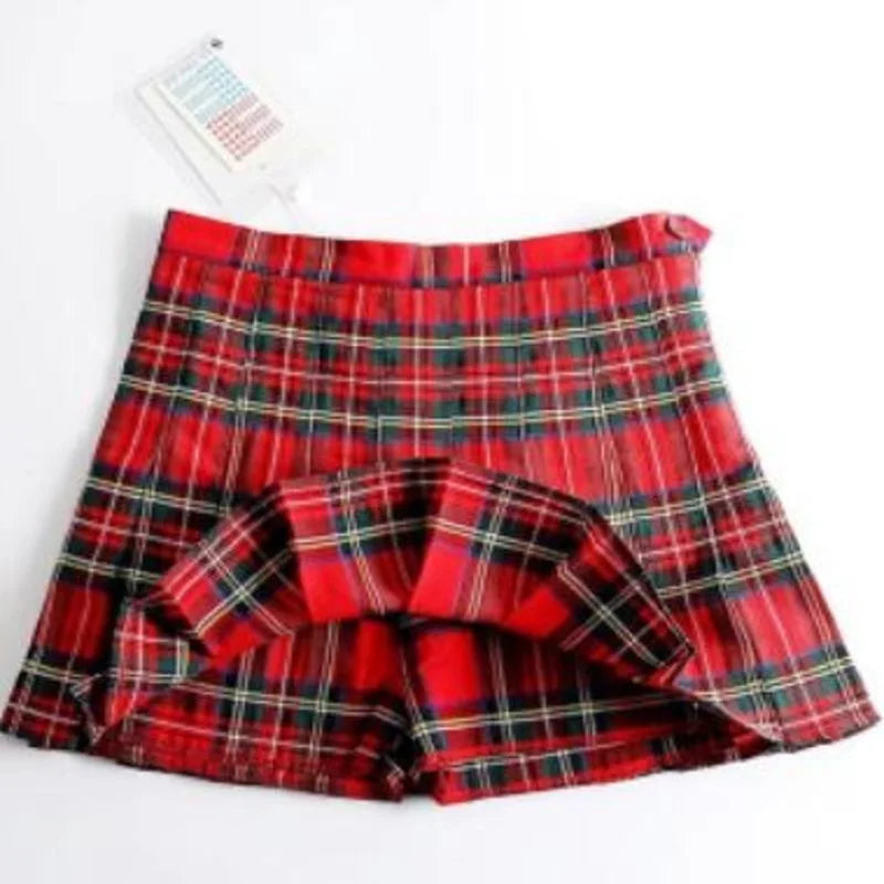 School-Style Plaid Mini Skirt