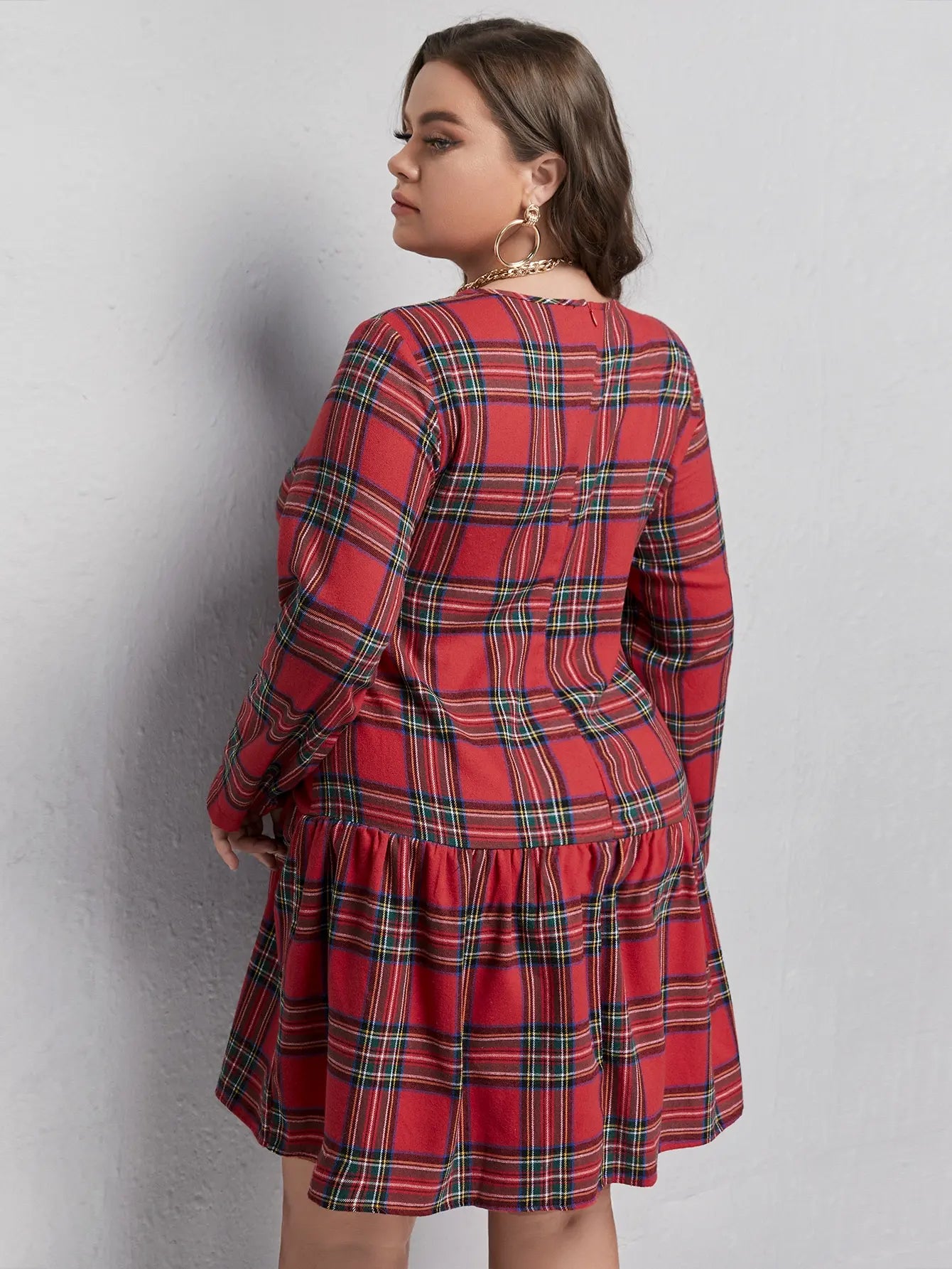 Scottish-Style Plus Size Plaid Dress