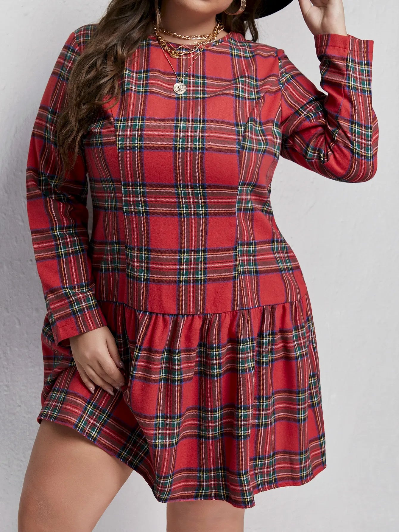 Scottish-Style Plus Size Plaid Dress