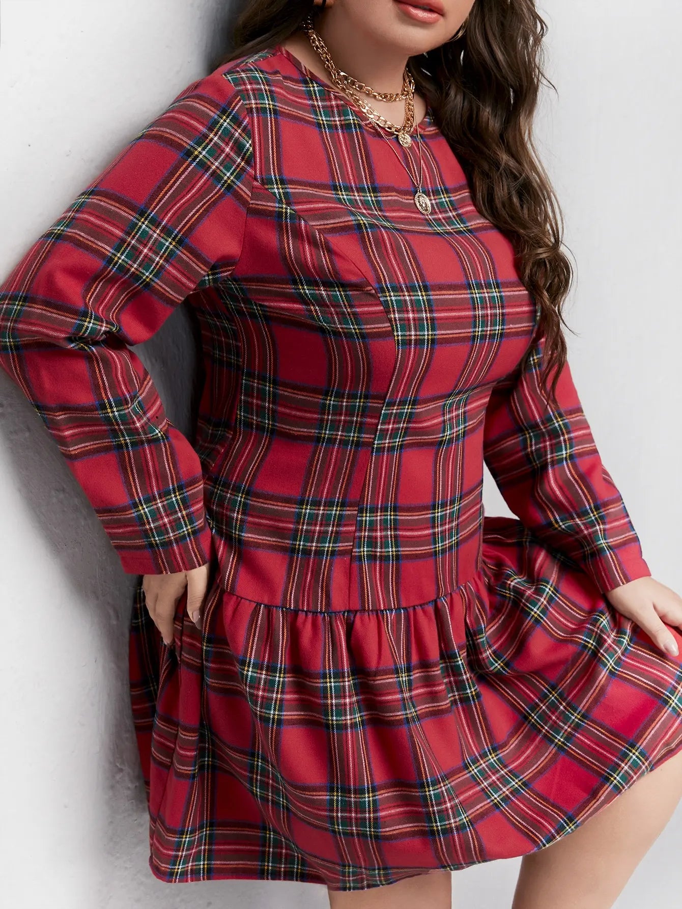 Scottish-Style Plus Size Plaid Dress