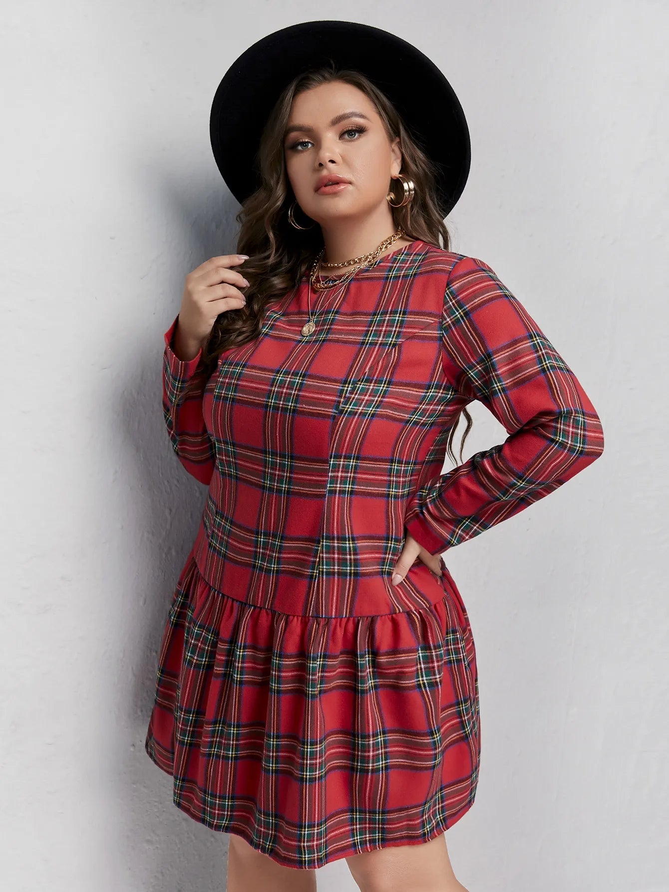 Scottish-Style Plus Size Plaid Dress