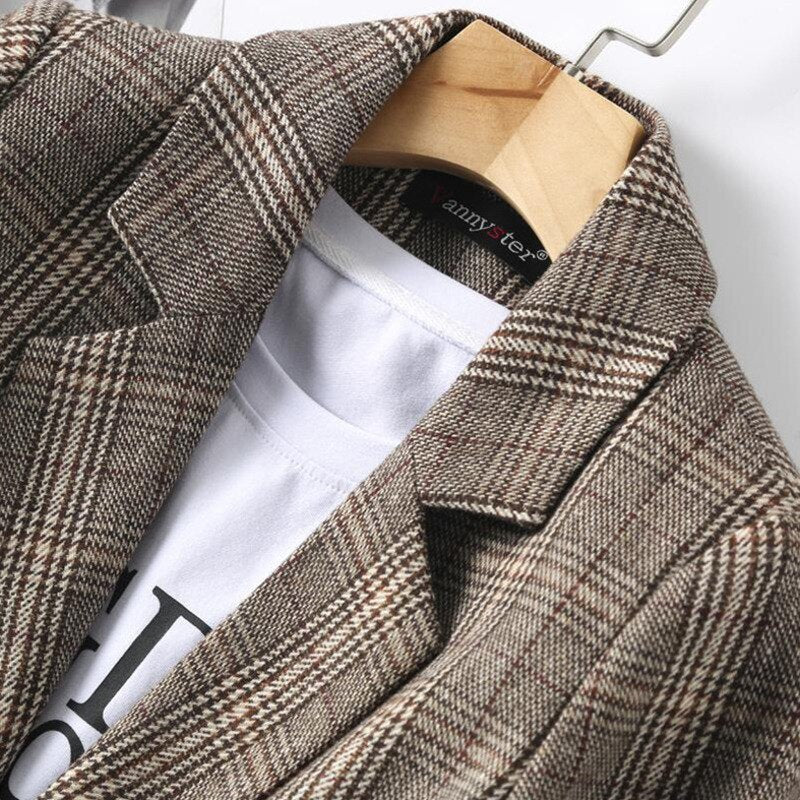 Single Breast Office Plaid Blazer