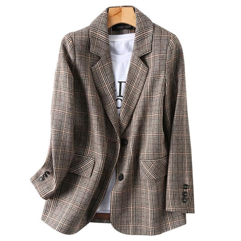 Single Breast Office Plaid Blazer