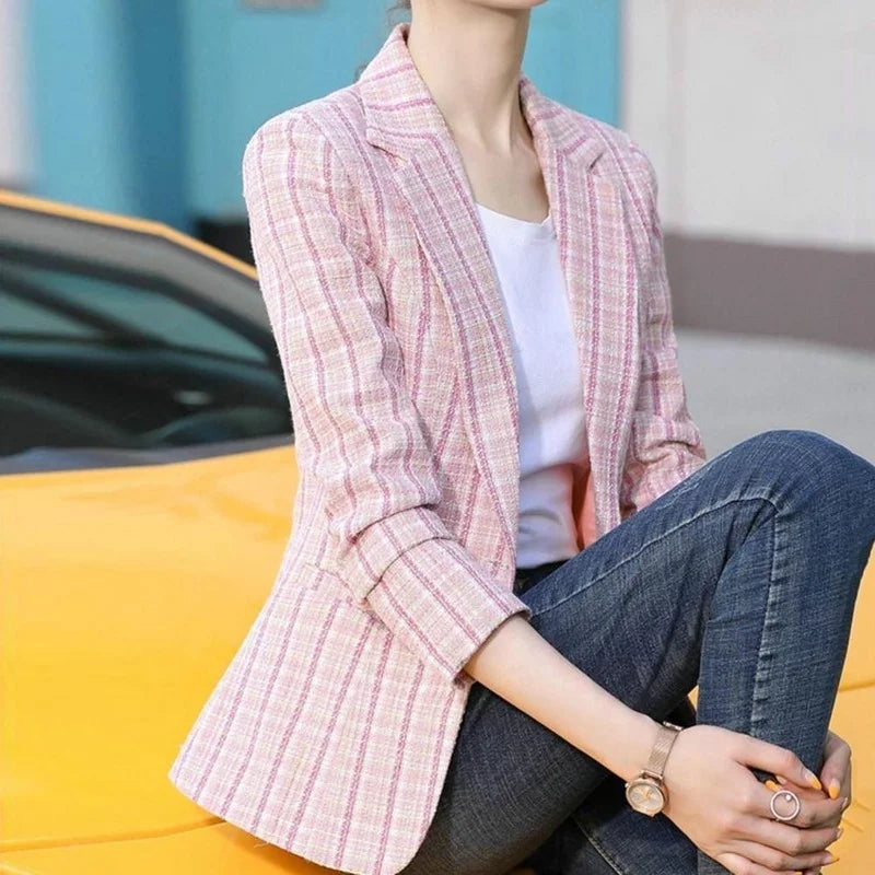 Slim Office Lady Plaid Blazer