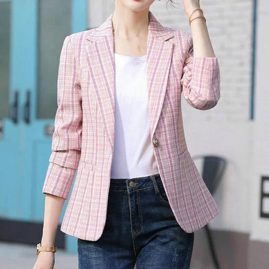 Slim Office Lady Plaid Blazer