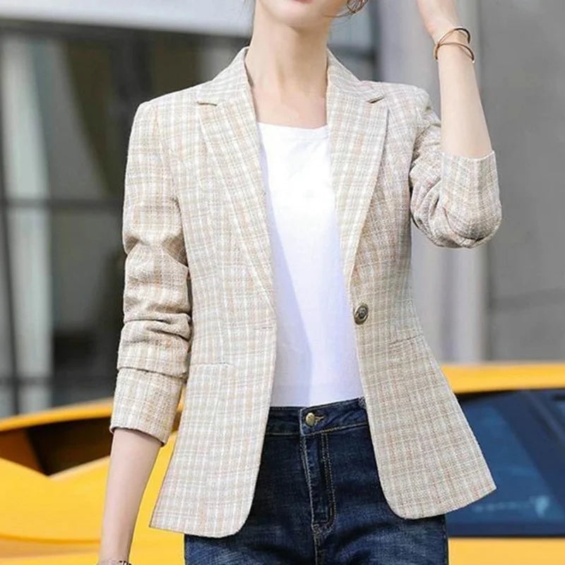 Slim Office Lady Plaid Blazer