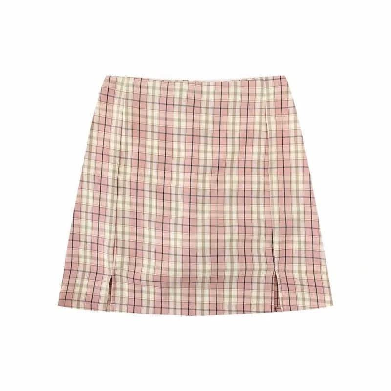 Split Plaid Shorts Underwear Skirt