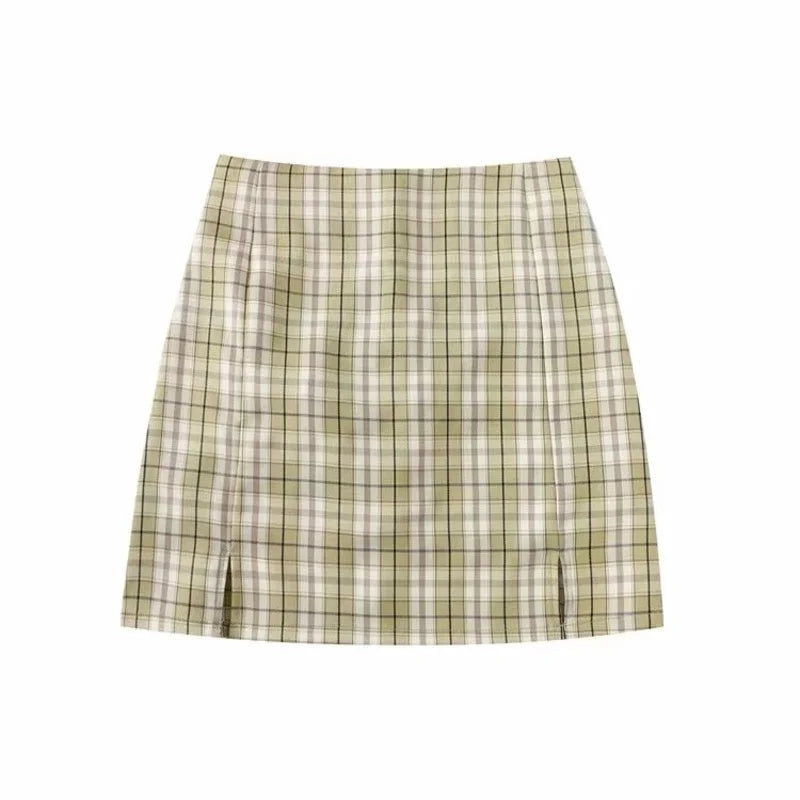 Split Plaid Shorts Underwear Skirt