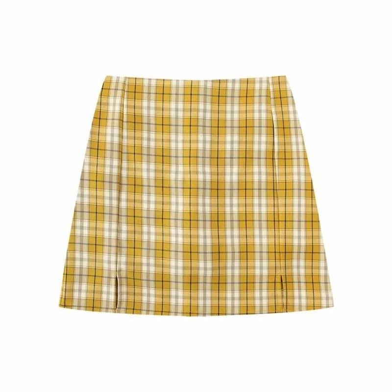 Split Plaid Shorts Underwear Skirt