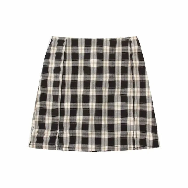 Split Plaid Shorts Underwear Skirt