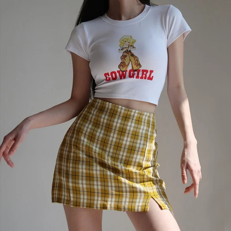 Split Plaid Shorts Underwear Skirt