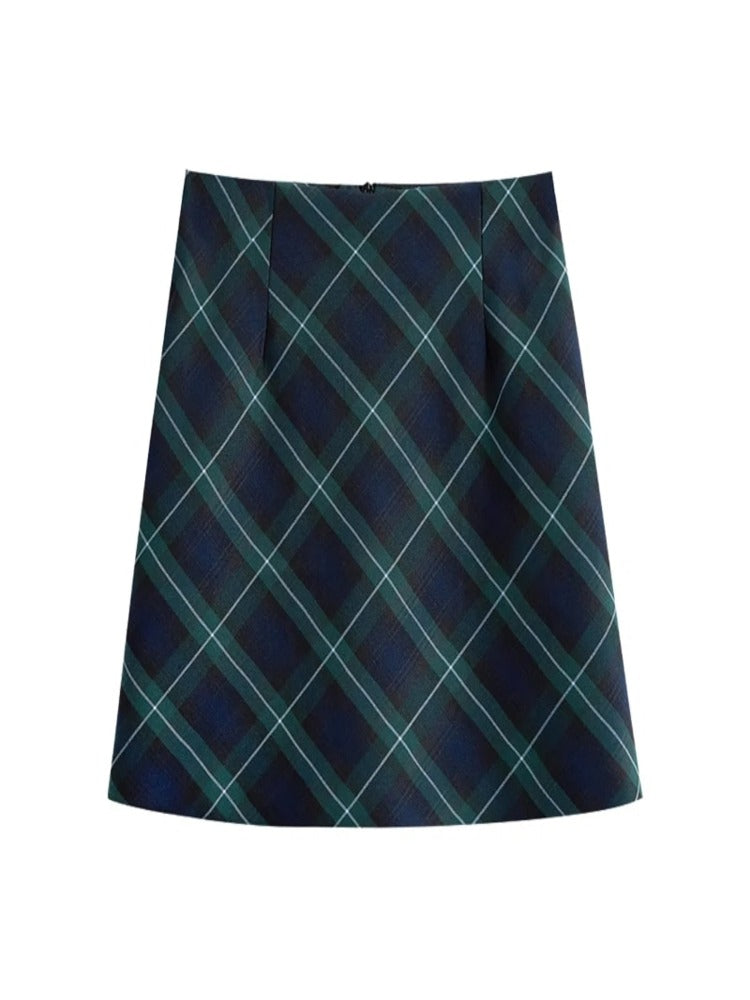 Straight Plaid Mini Skirt