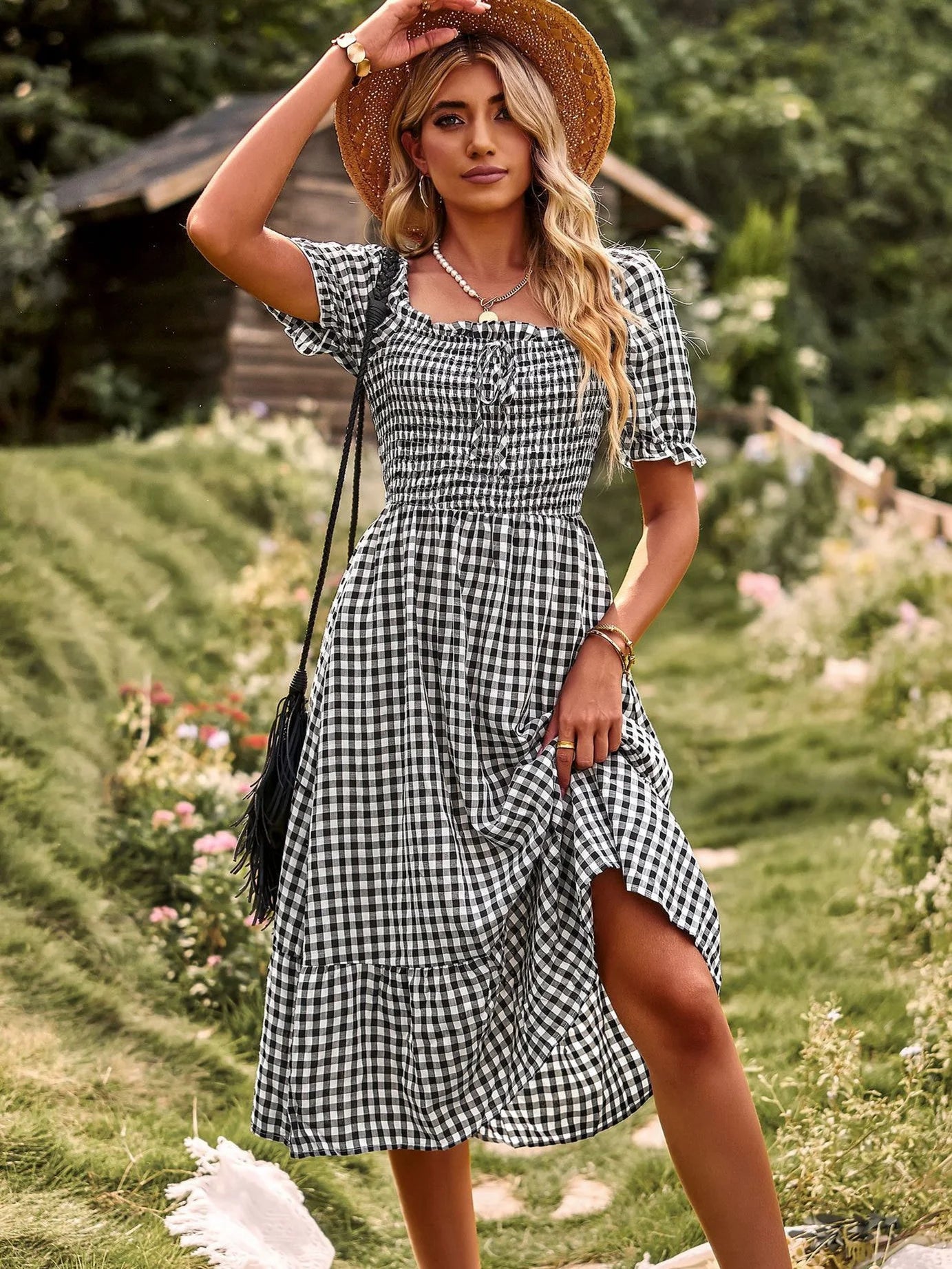 Summer Casual Romantic Plaid Dress