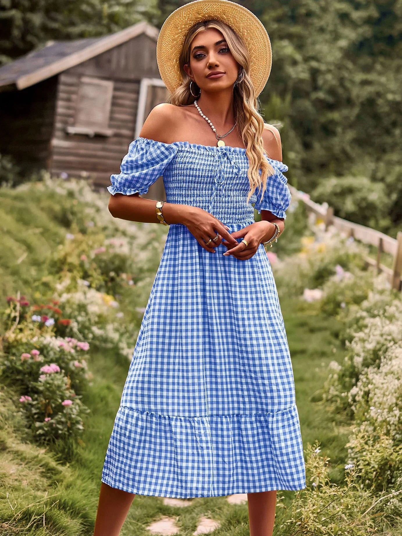 Summer Casual Romantic Plaid Dress