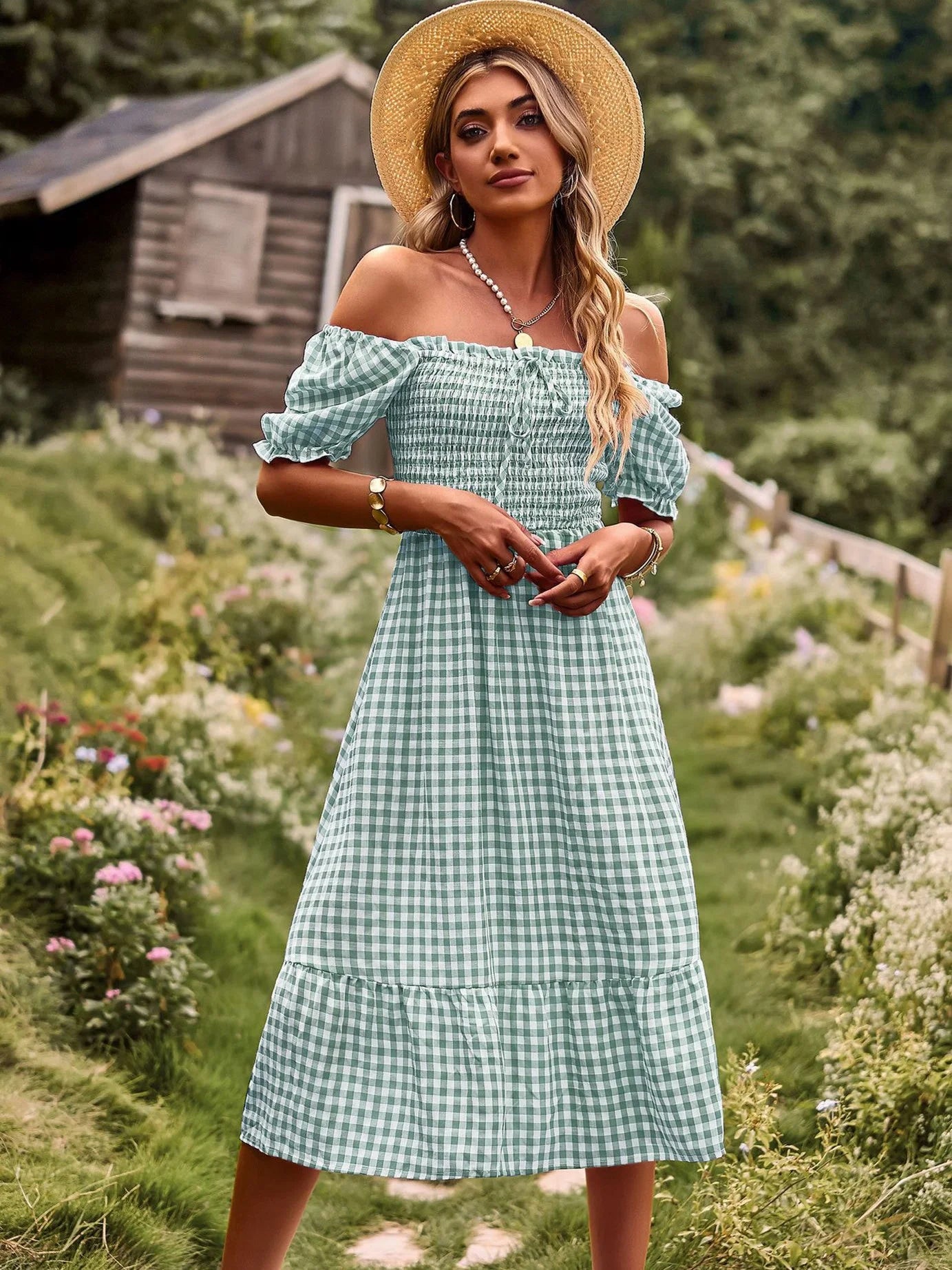 Summer Casual Romantic Plaid Dress