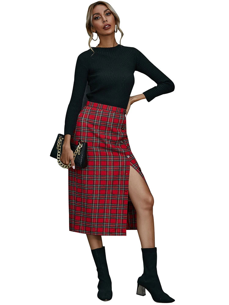 Tartan Slim Pencil Skirt