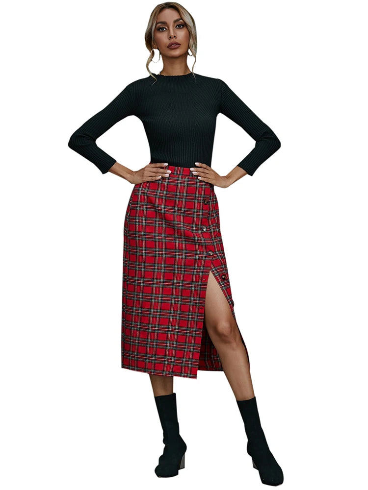 Tartan Slim Pencil Skirt