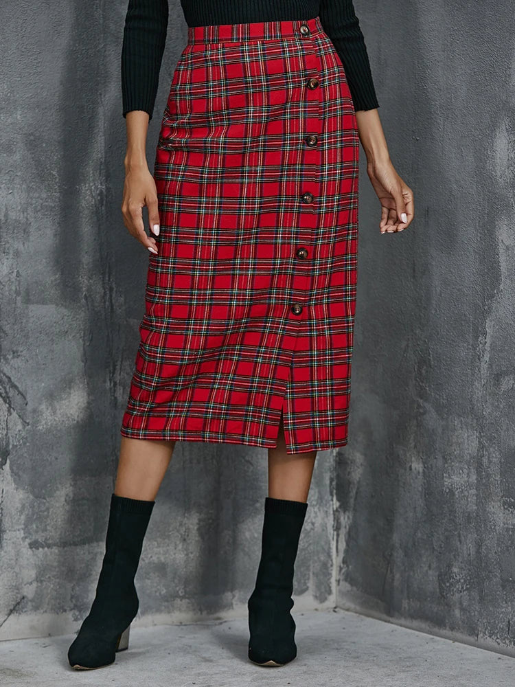 Tartan Slim Pencil Skirt