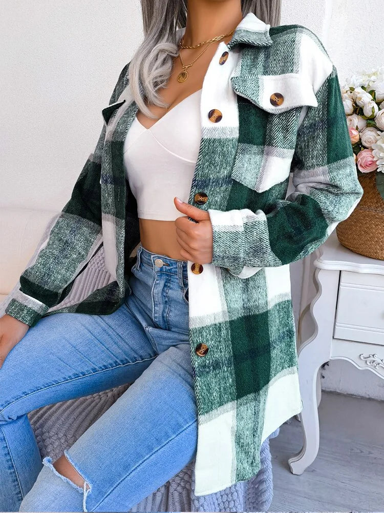 Trendy Casual Plaid Overcoat