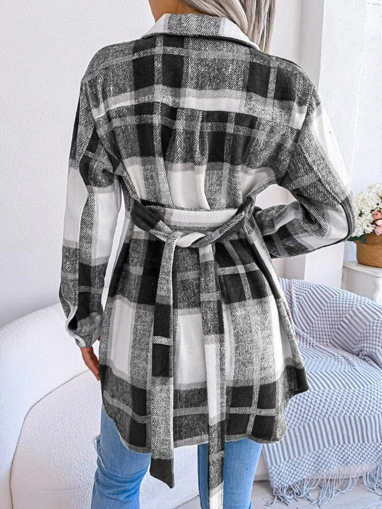 Trendy Casual Plaid Overcoat