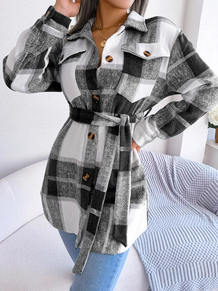 Trendy Casual Plaid Overcoat