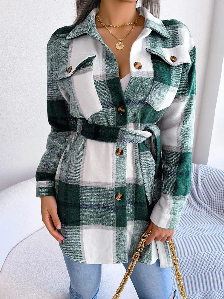 Trendy Casual Plaid Overcoat