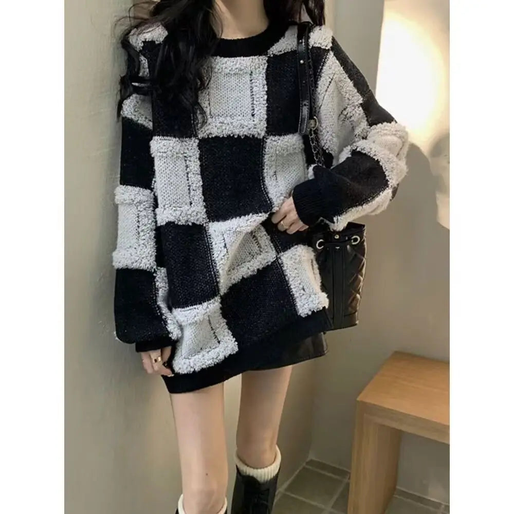 Winter Trendy Plaid Sweater