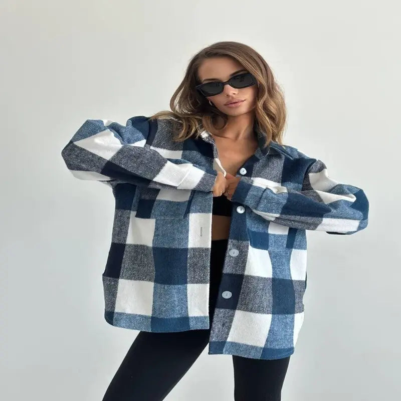 Oversize Jacket Plaid Large Pattern