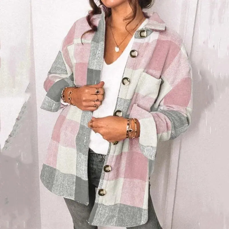 Oversize Jacket Plaid Large Pattern