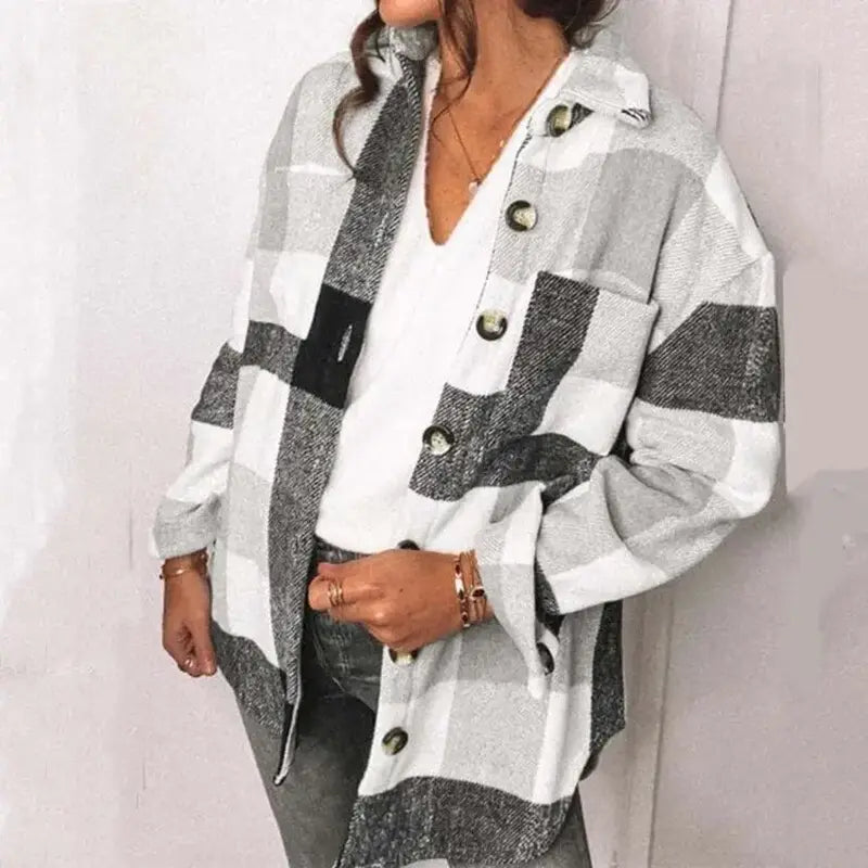 Oversize Jacket Plaid Large Pattern