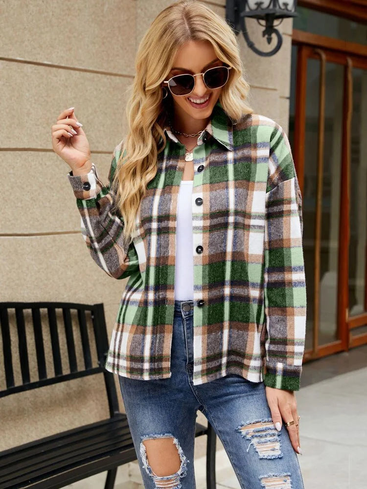 Women's Checked Jacket Boho Style Plaid