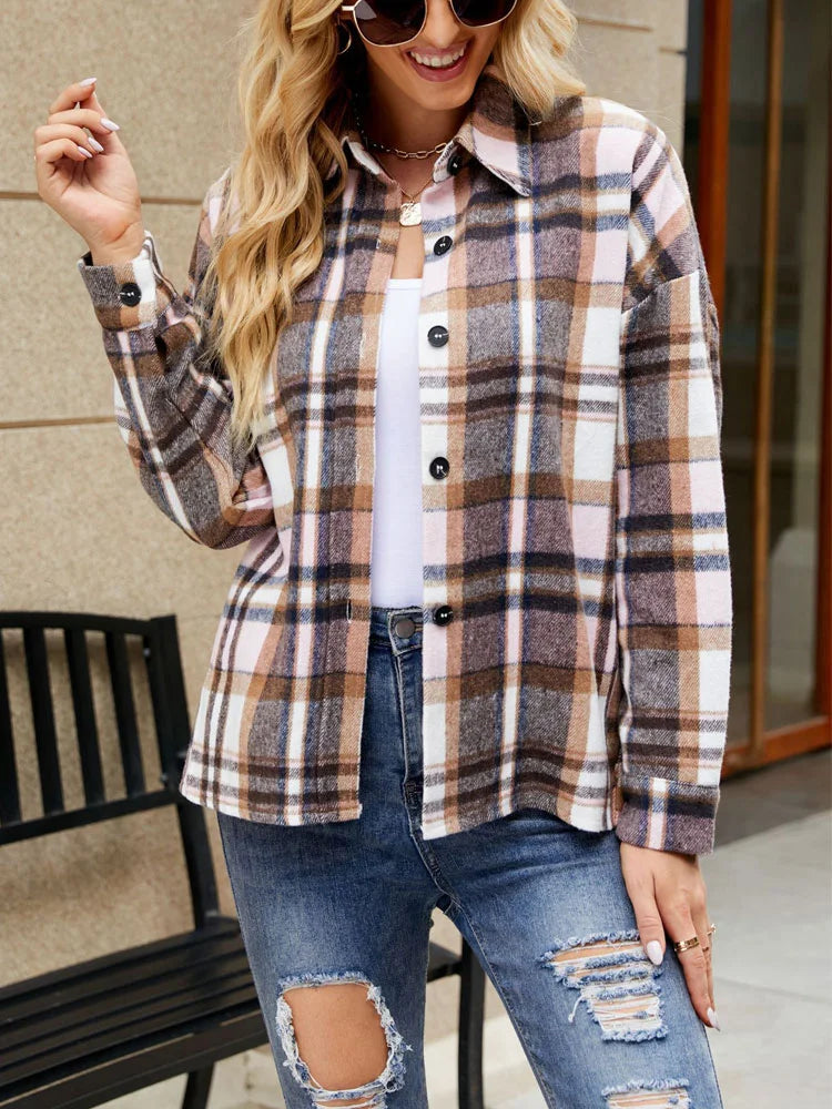 Women's Checked Jacket Boho Style Plaid